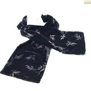 Black Velvet Rectangle Scarf Leaf Print Whimsigoth Fairy Nature Witchy Luxurious